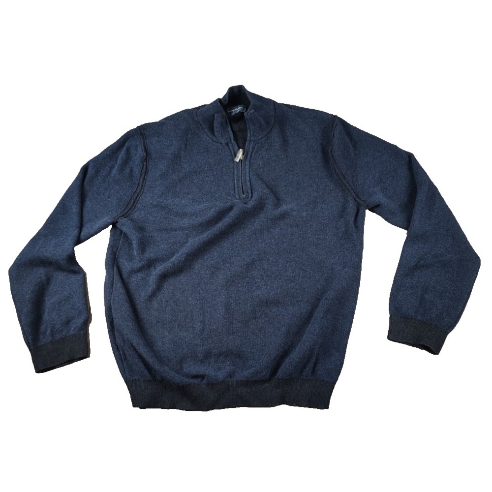 Tommy Bahama Sweater Men's Blue Labeled Reversible 100% Pima Cotton Quarter Zip